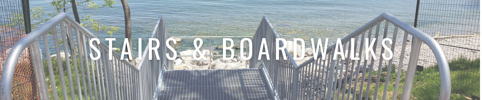 Fabricated steel stairs and boardwalk providing water access